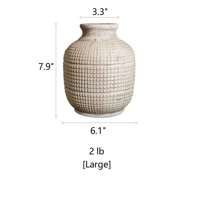 White Textured Porcelain Ceramic Jar Vase - HER Home Design Boutique
